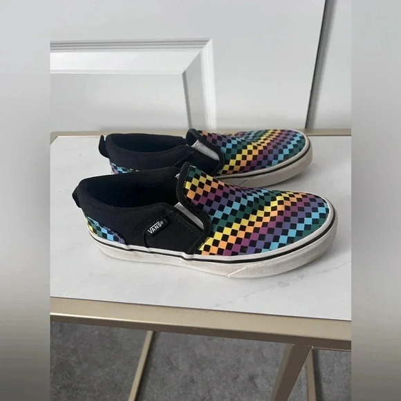 Vans | Off The Wall  Kids Slip On Rainbow Sneakers | Size 3 - Picture 3 of 11